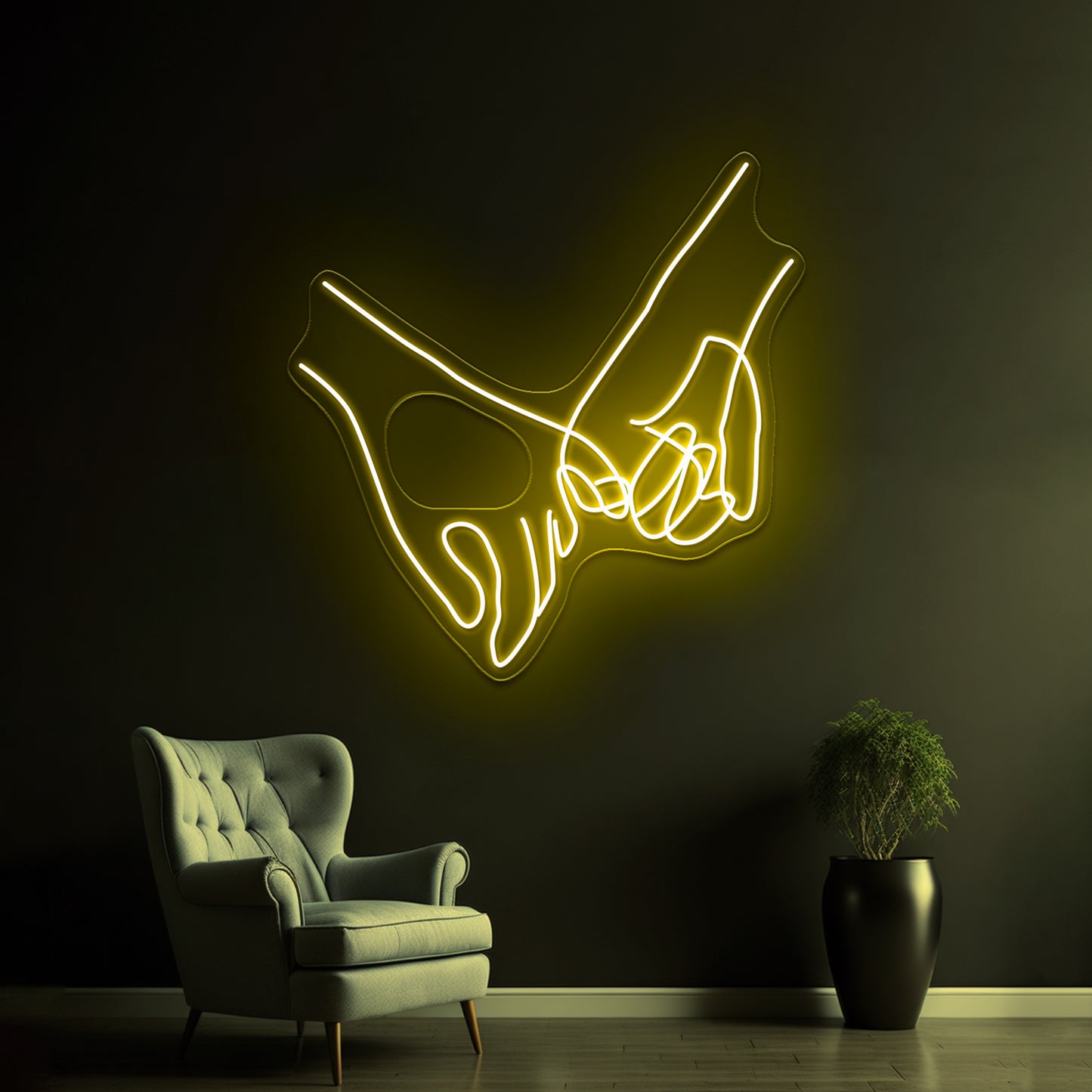 Pinky Swear Line Art Wall Artwork Neon Signs