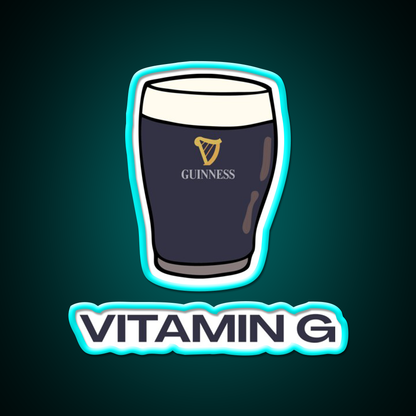 Pint Of Guiness Vitamin G Split The G Beer Bar Decor Led Neon Sign Rgb Color - Size and dimension reference