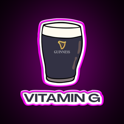 Pint Of Guiness Vitamin G Split The G Beer Bar Decor Led Neon Sign Rgb Color - Neon sign mounted on wall in room