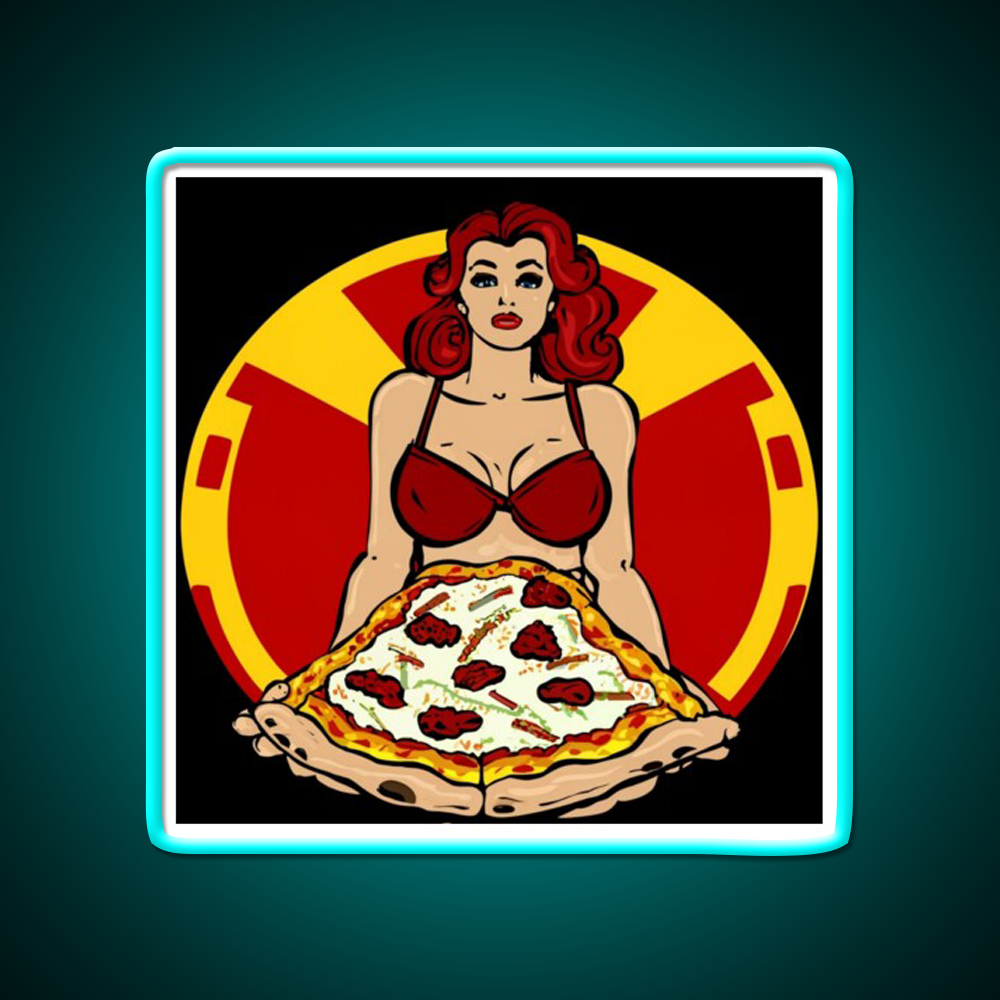 Pinup Pizza Fast Food Led Neon Sign For Burger Place Rgb Color