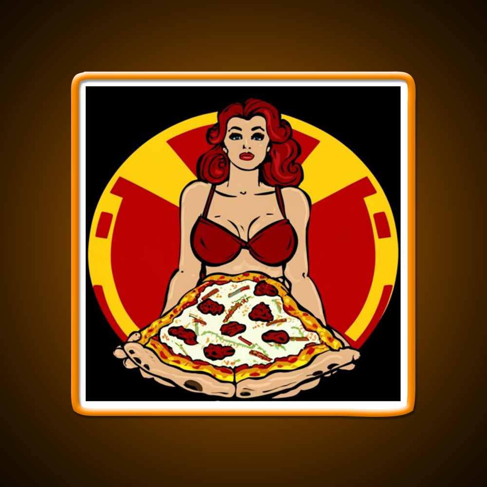 Pinup Pizza Fast Food Led Neon Sign For Burger Place Rgb Color