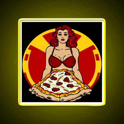 Pinup Pizza Fast Food Led Neon Sign For Burger Place Rgb Color