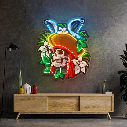 Pirate Skeleton Crossed Swords Uv Printed Led Neon Sign For Themed Bar Decor | Shineneon