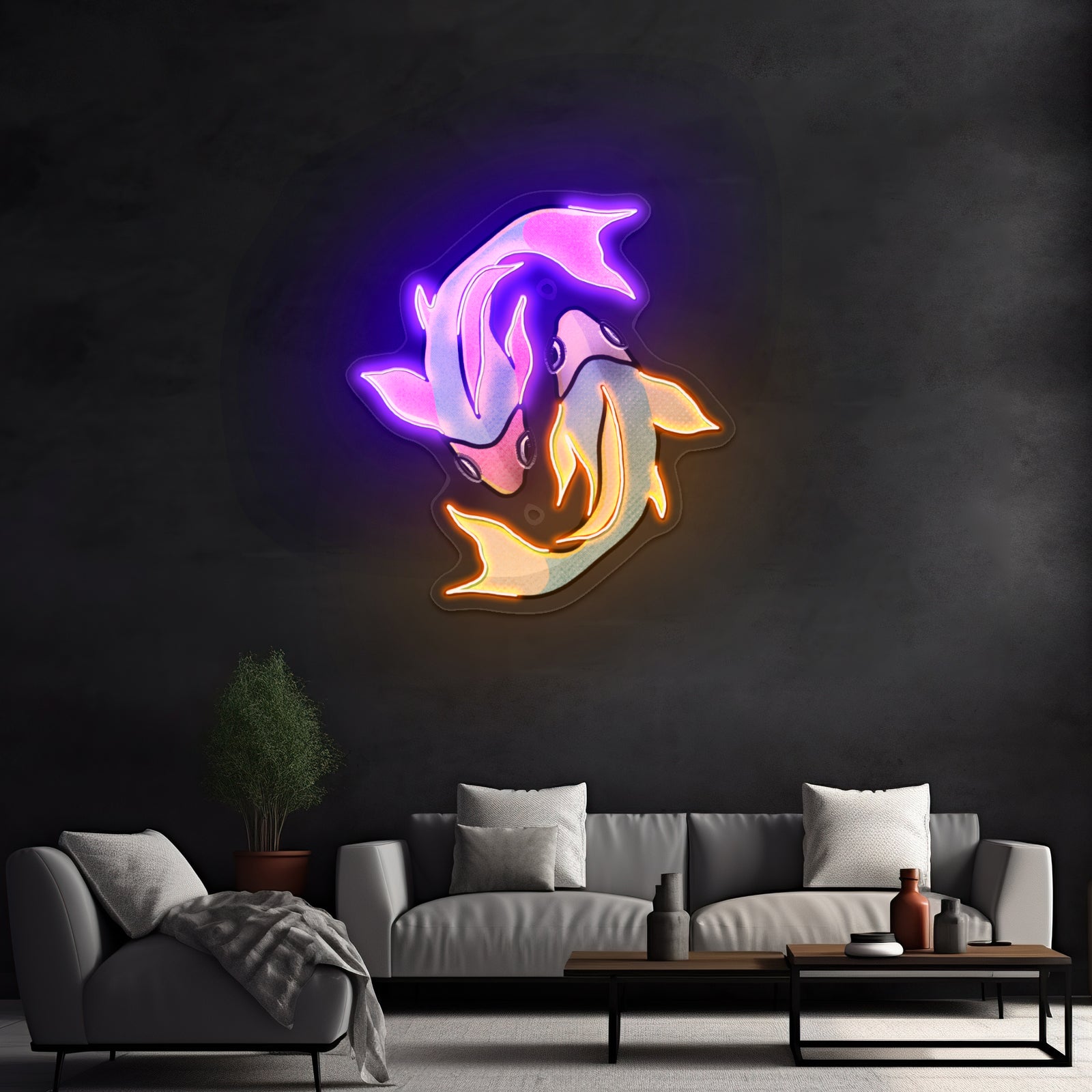 Pisces Fish Sign Zodiac Artwork Aesthetic Neon Signs