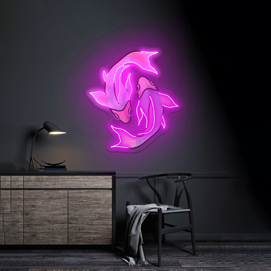 Pisces Fish Sign Zodiac Artwork Aesthetic Neon Signs