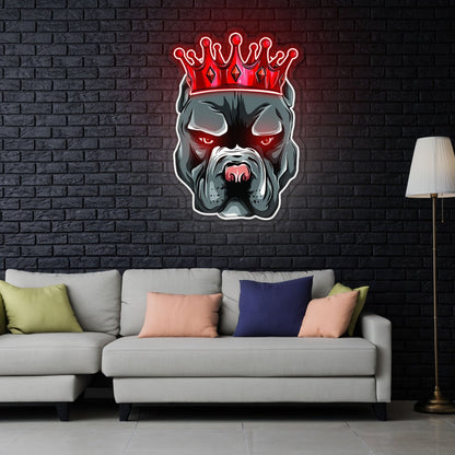 Pitbull In Crown Led Neon Sign X Acrylic Artwork - Shineneon