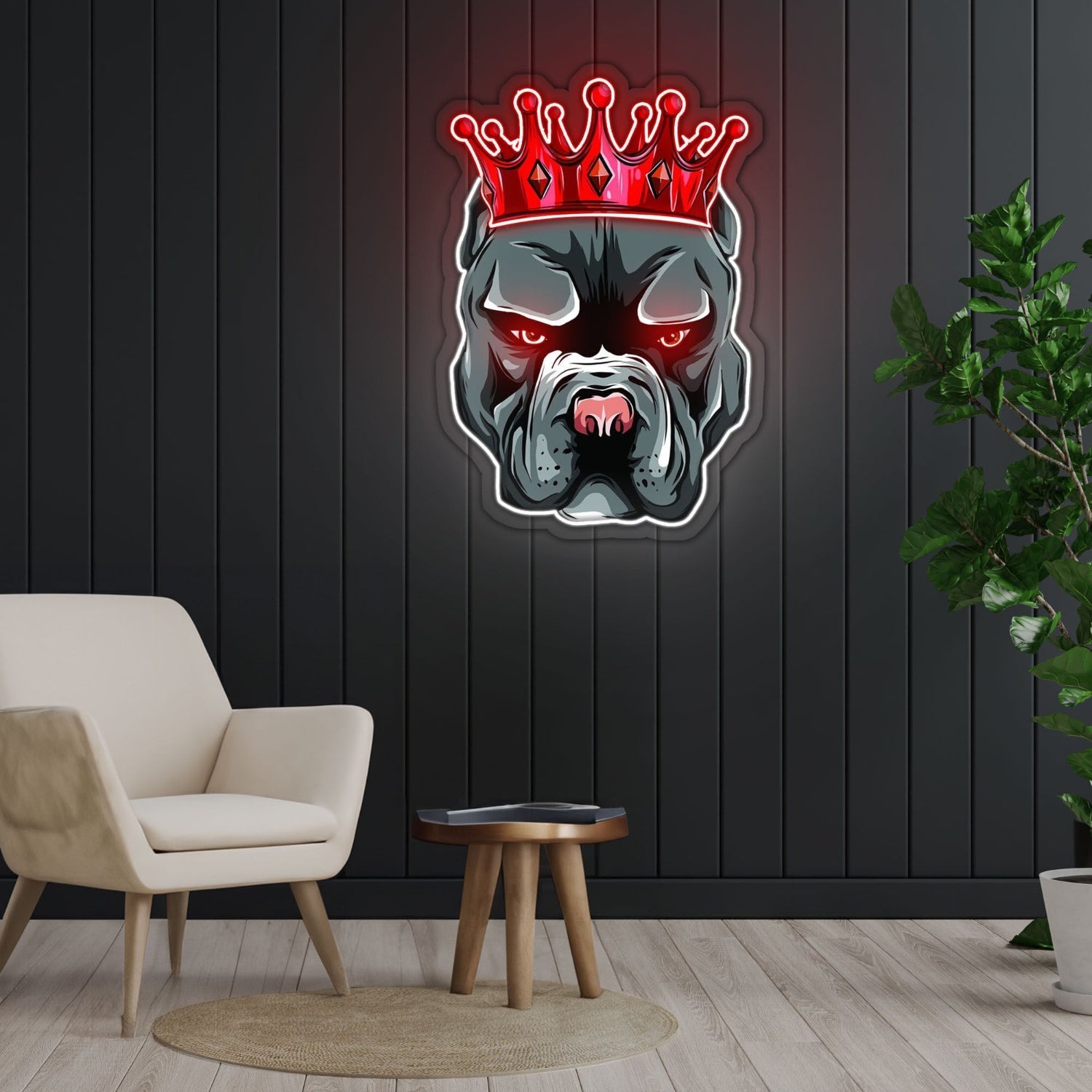 Pitbull In Crown Led Neon Sign X Acrylic Artwork - Shineneon