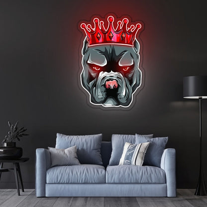 Pitbull In Crown Led Neon Sign X Acrylic Artwork - Shineneon