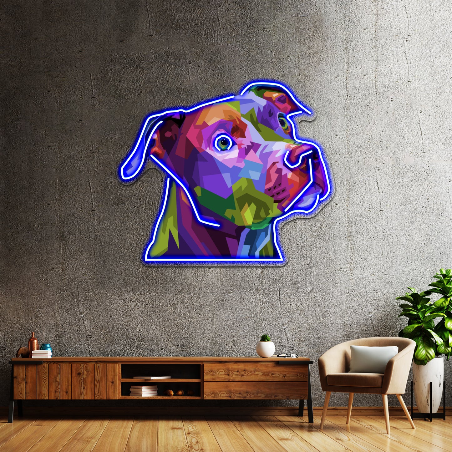 Pitbull Pop Artwork Led Neon Signs Custom