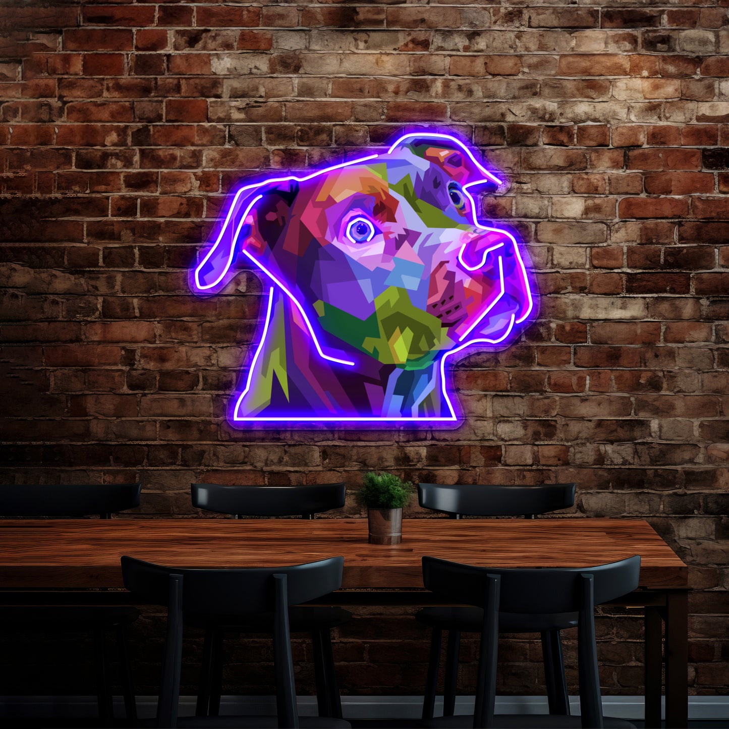 Pitbull Pop Artwork Led Neon Signs Custom