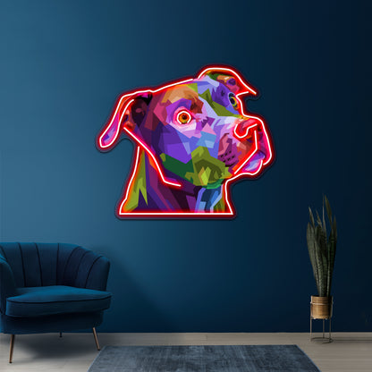 Pitbull Pop Artwork Led Neon Signs Custom