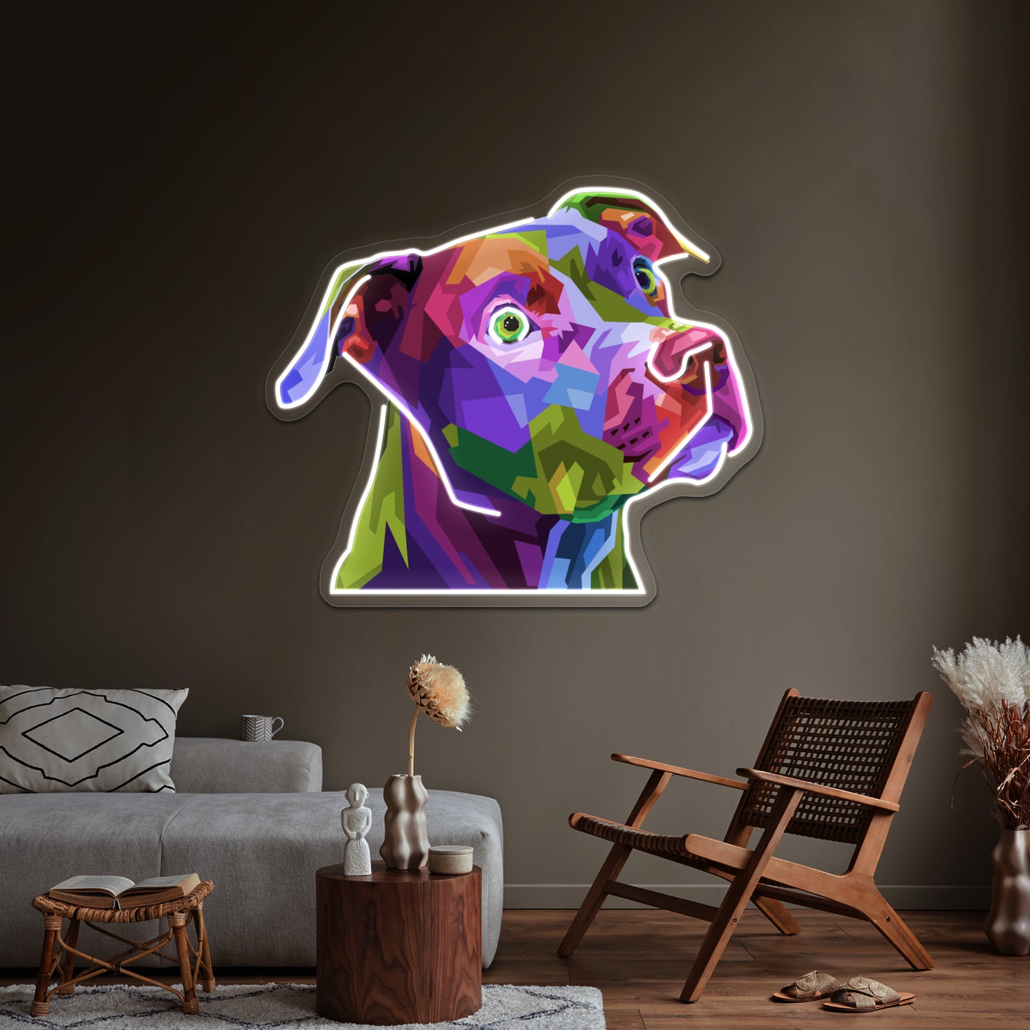 Pitbull Pop Artwork Led Neon Signs Custom