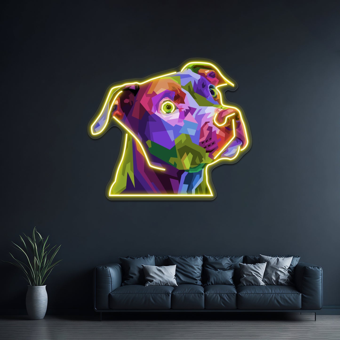 Pitbull Pop Artwork Led Neon Signs Custom