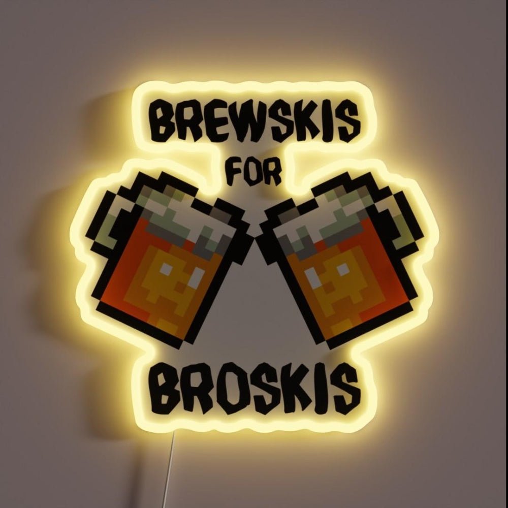 Pixel Art Beer Mugs Brewskis For Broskis Rgb Led Neon Sign - Shineneon