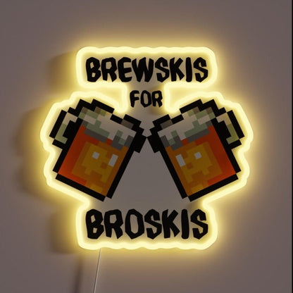 Pixel Art Beer Mugs Brewskis For Broskis Rgb Led Neon Sign - Shineneon