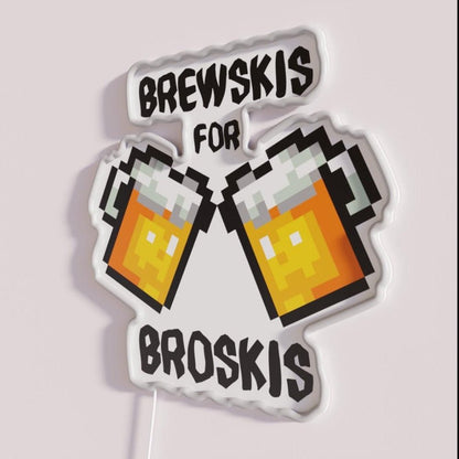 Pixel Art Beer Mugs Brewskis For Broskis Rgb Led Neon Sign - Shineneon