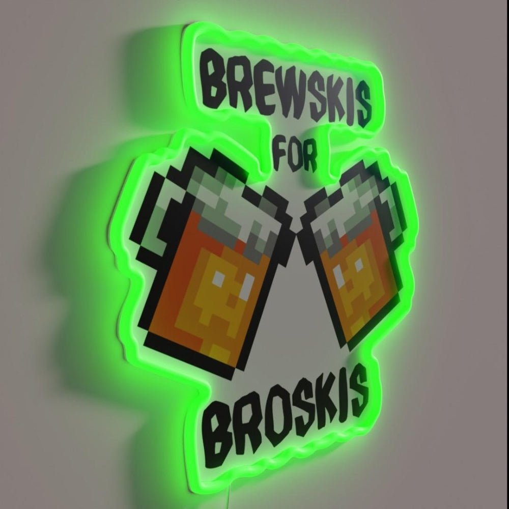 Pixel Art Beer Mugs Brewskis For Broskis Rgb Led Neon Sign - Shineneon
