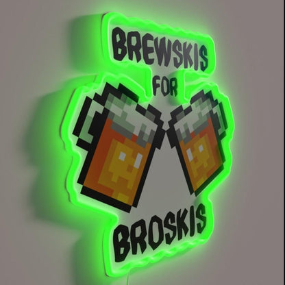 Pixel Art Beer Mugs Brewskis For Broskis Rgb Led Neon Sign - Shineneon