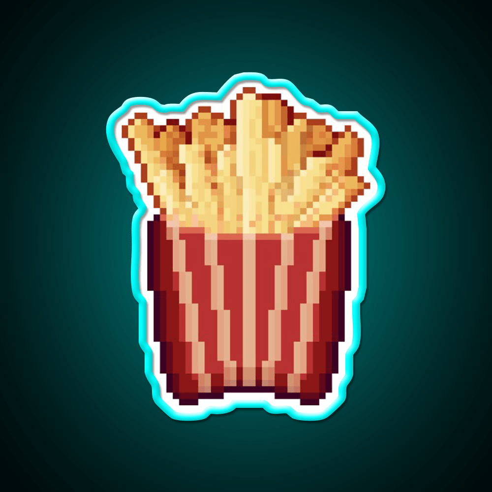 Pixel Art French Fries Snack Food Led Neon Sign Rgb Color - Shineneon