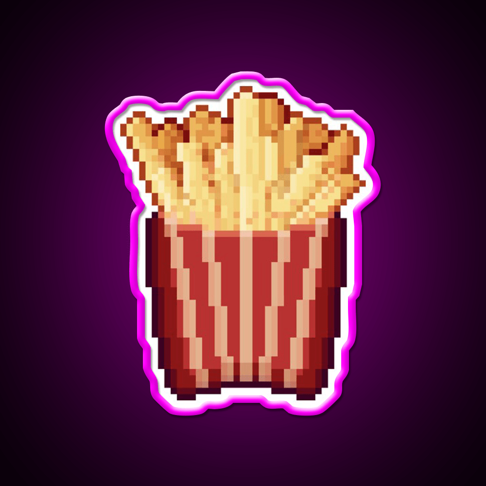 Pixel Art French Fries Snack Food Led Neon Sign Rgb Color - Shineneon