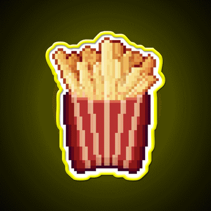 Pixel Art French Fries Snack Food Led Neon Sign Rgb Color - Custom LED neon sign front view
