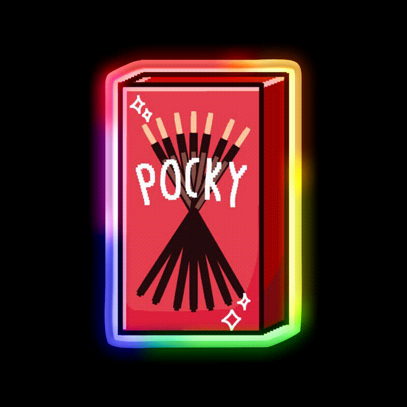 Pixel Pocky Snack Food Led Neon Sign Rgb Color - LED neon sign close-up detail