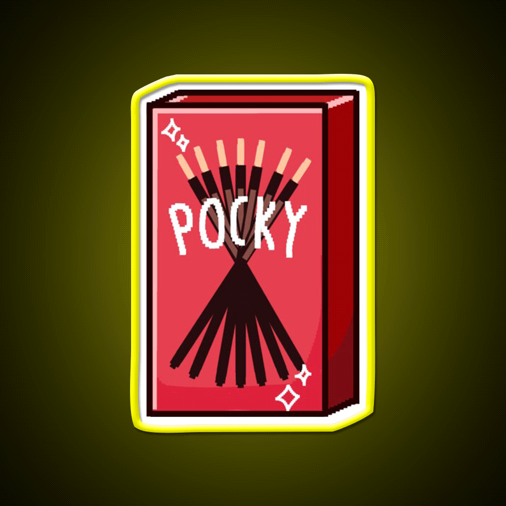 Pixel Pocky Snack Food Led Neon Sign Rgb Color - Custom LED neon sign front view