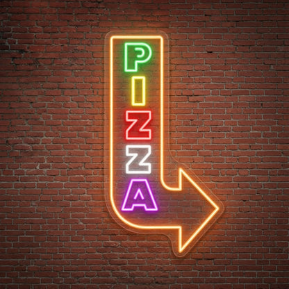 Pizza And Arrow Pointing Up Wall Decor LED Neon Sign - 01 Original Product Image