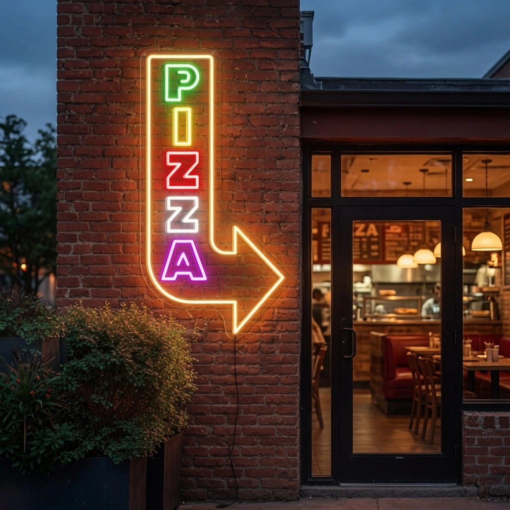 Pizza And Arrow Pointing Up Wall Decor LED Neon Sign - 02 High-Converting Product Image