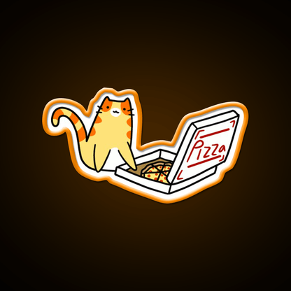 Pizza Box Tabby Cat Fast Food Led Neon Sign For Burger Place Rgb Color - Shineneon