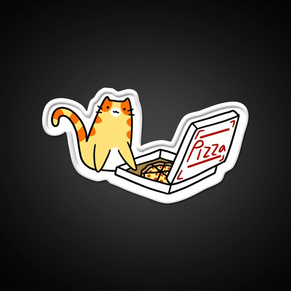 Pizza Box Tabby Cat Fast Food Led Neon Sign For Burger Place Rgb Color - Shineneon