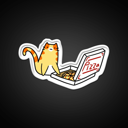 Pizza Box Tabby Cat Fast Food Led Neon Sign For Burger Place Rgb Color - Shineneon