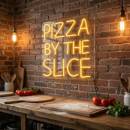 Pizza By The Slice LED Neon Sign - 03 Real Lifestyle Scene