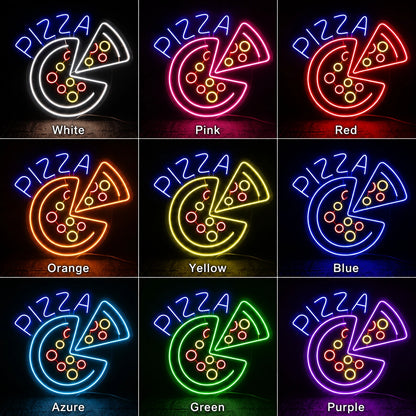 Pizza Circle Slice Neon Sign LED Neon Sign color grid