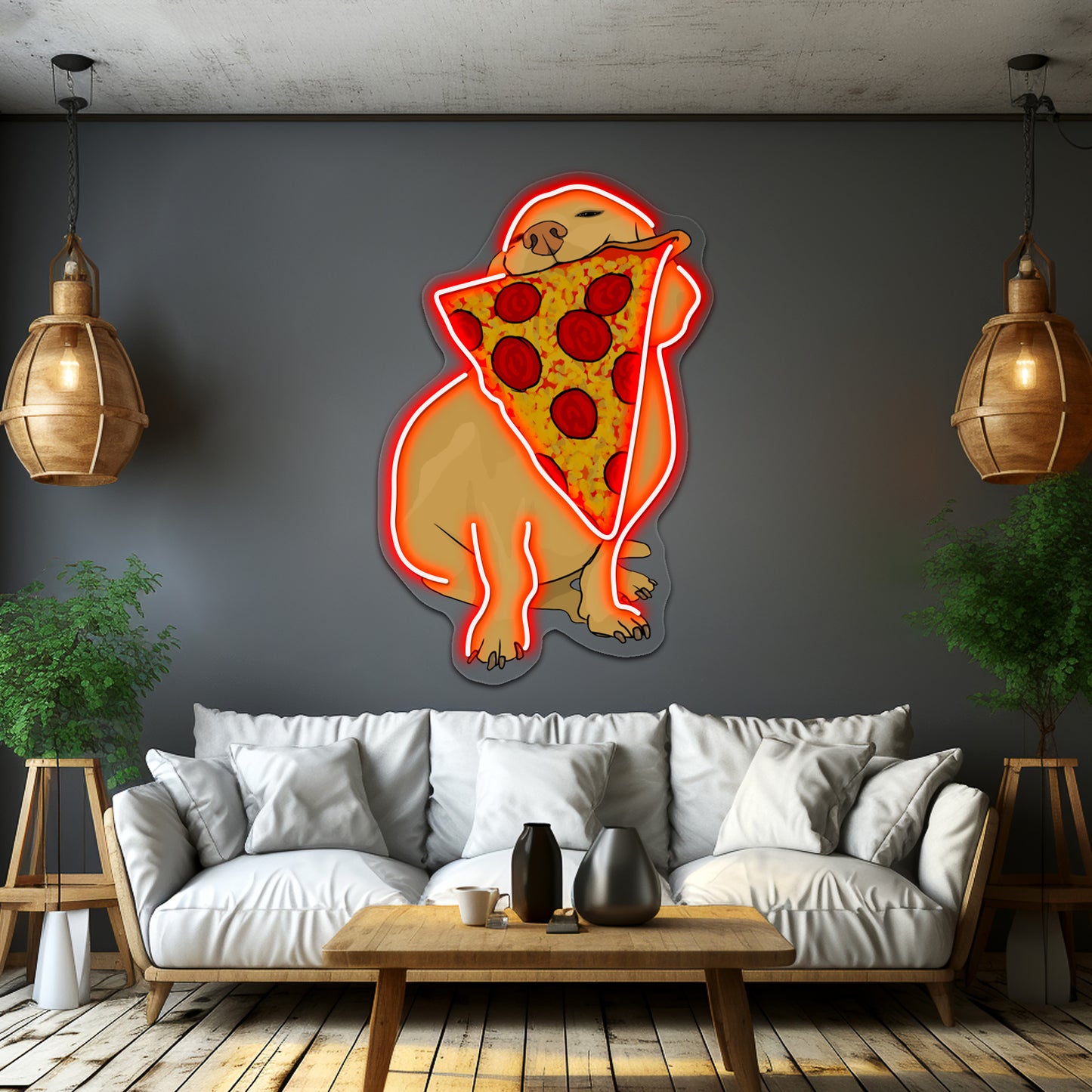 Pizza Dog Artwork Led Neon Signs Custom