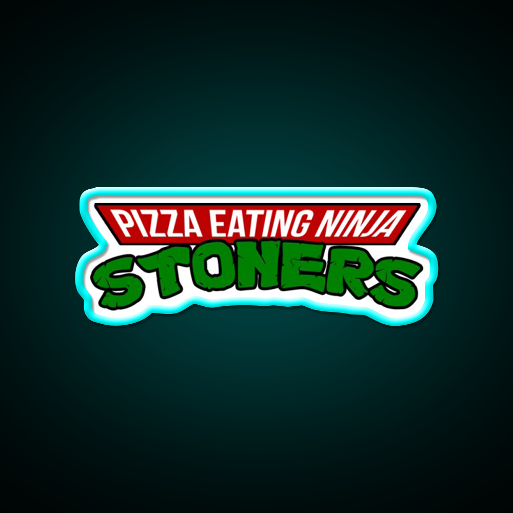 Pizza Eating Ninja Stoners Hemp Inspired Green Leaf Led Neon Sign Rgb Color - Size and dimension reference