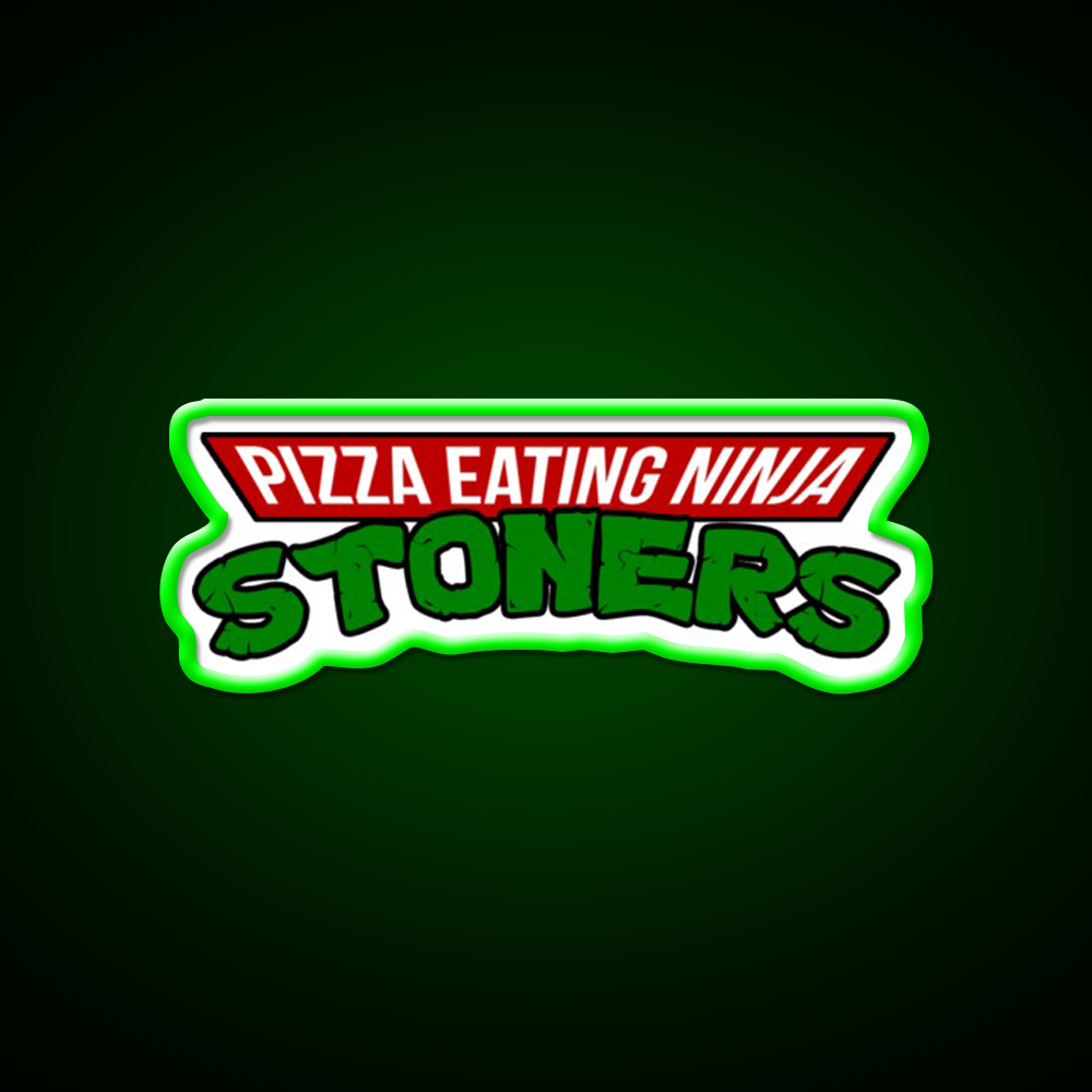 Pizza Eating Ninja Stoners Hemp Inspired Green Leaf Led Neon Sign Rgb Color - LED neon sign view 8