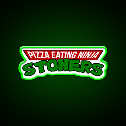 Pizza Eating Ninja Stoners Hemp Inspired Green Leaf Led Neon Sign Rgb Color - LED neon sign view 8