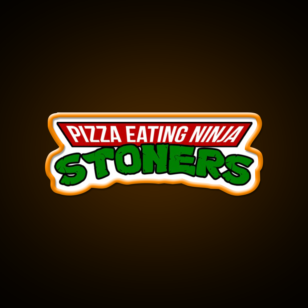 Pizza Eating Ninja Stoners Hemp Inspired Green Leaf Led Neon Sign Rgb Color - LED neon sign view 6