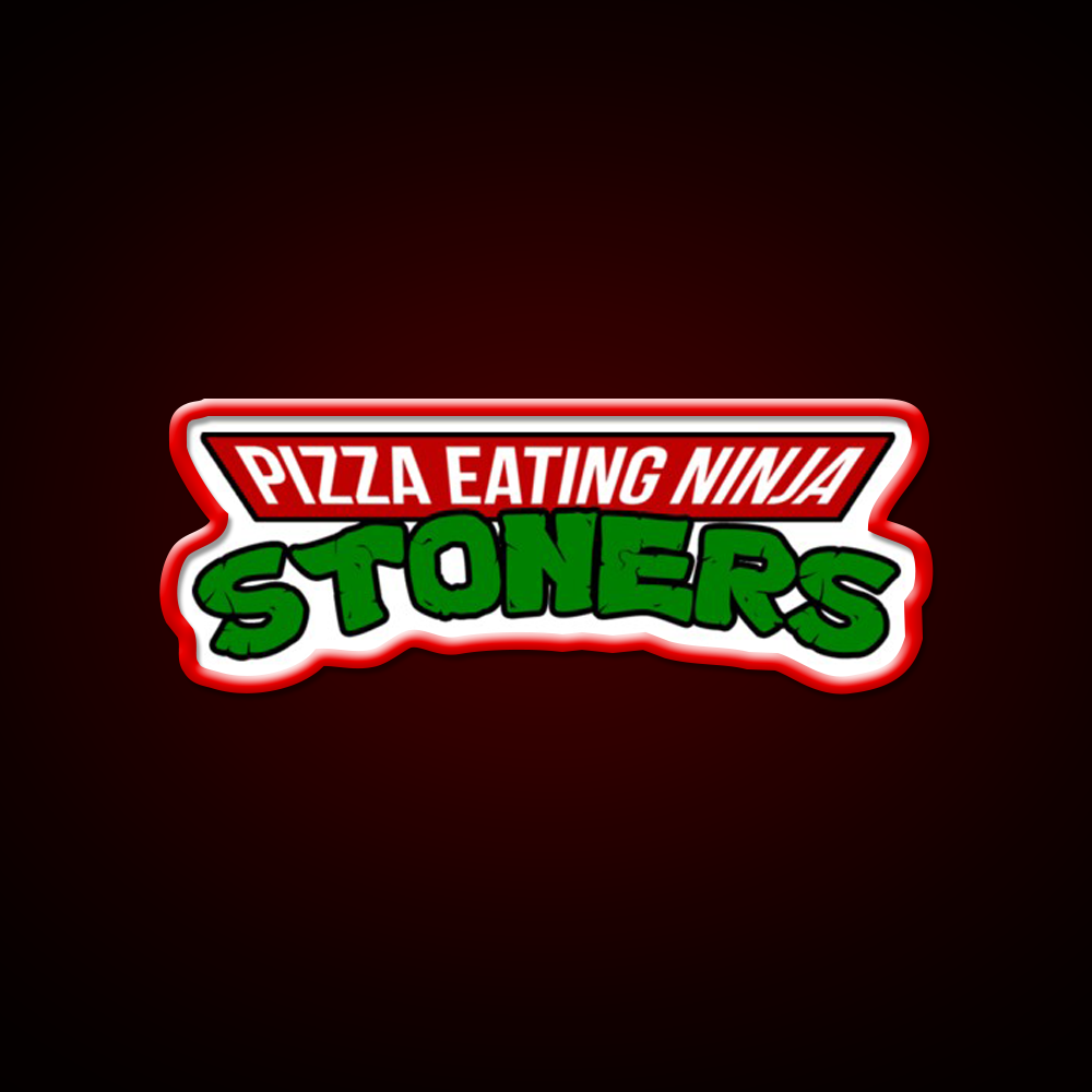 Pizza Eating Ninja Stoners Hemp Inspired Green Leaf Led Neon Sign Rgb Color - LED neon sign view 10