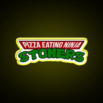 Pizza Eating Ninja Stoners Hemp Inspired Green Leaf Led Neon Sign Rgb Color - Shineneon