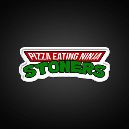 Pizza Eating Ninja Stoners Hemp Inspired Green Leaf Led Neon Sign Rgb Color - Shineneon