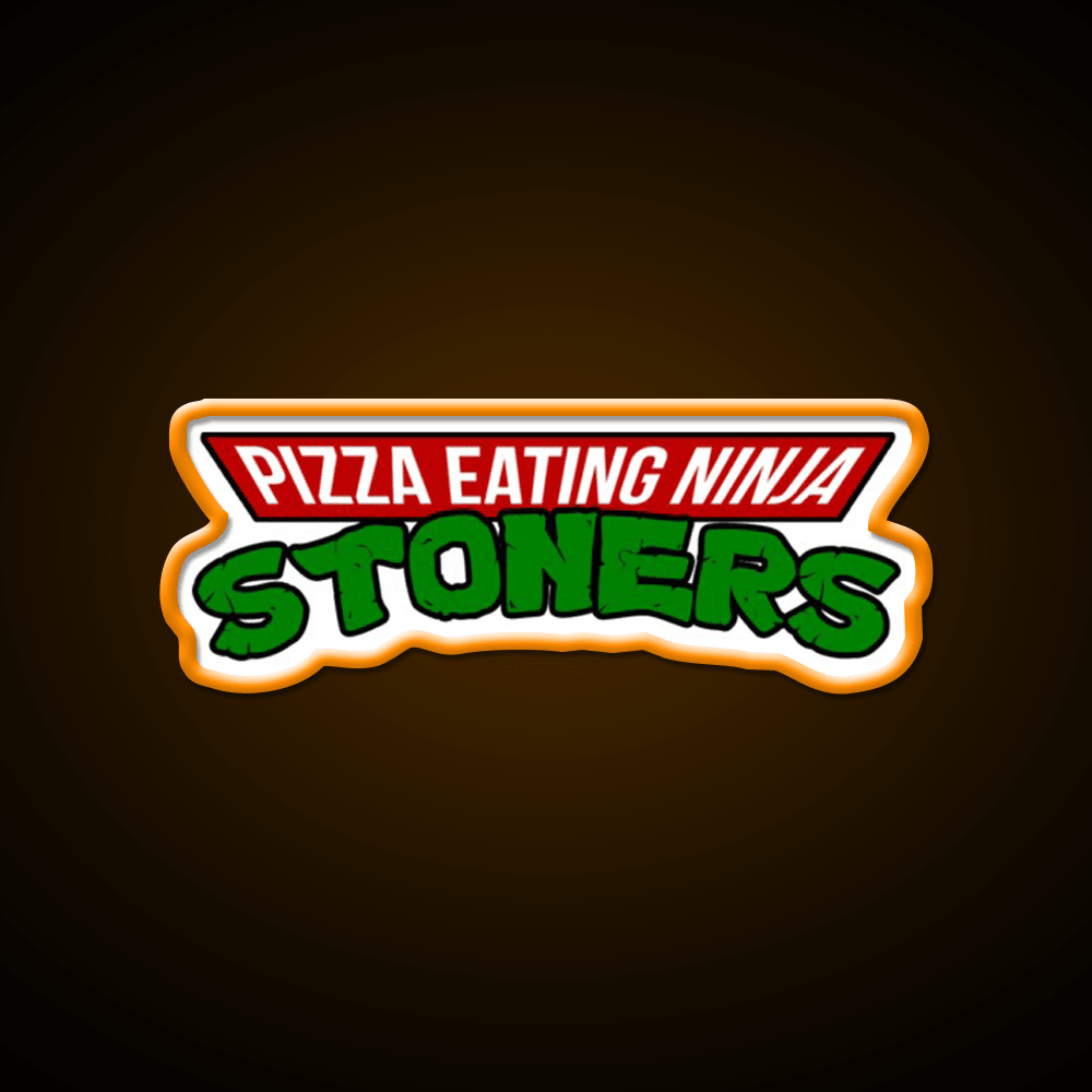 Pizza Eating Ninja Stoners Hemp Inspired Green Leaf Led Neon Sign Rgb Color - Shineneon