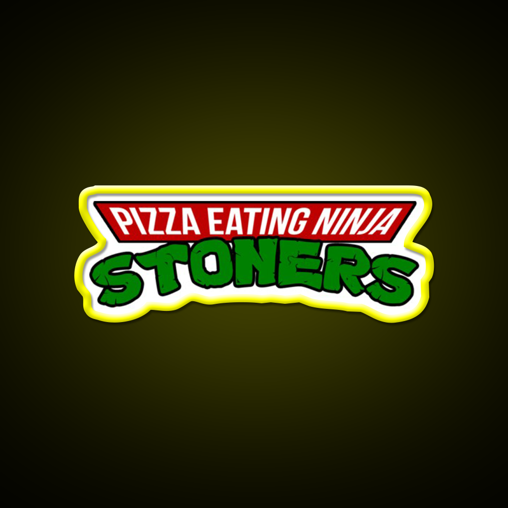 Pizza Eating Ninja Stoners Hemp Inspired Green Leaf Led Neon Sign Rgb Color - LED neon sign view 7