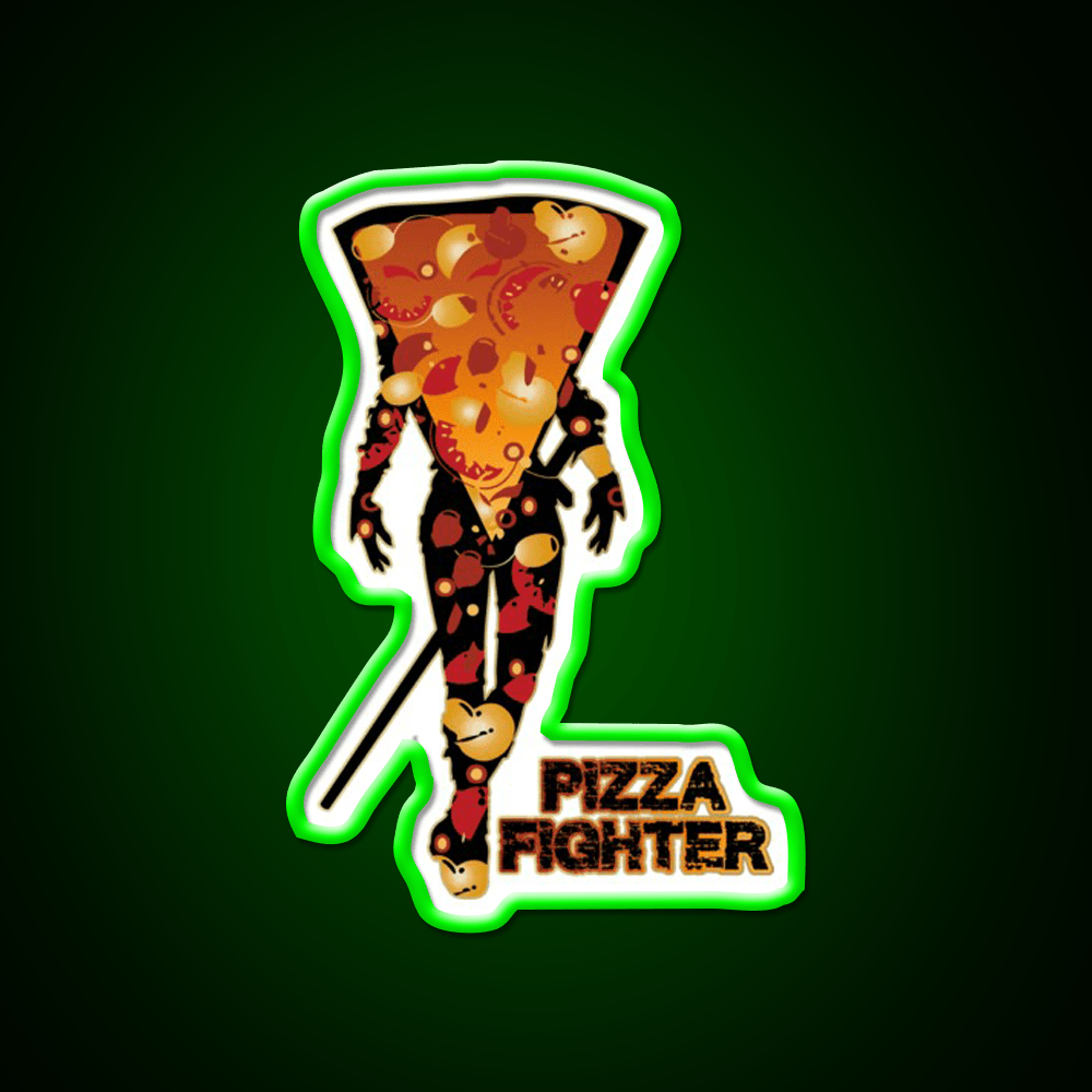 Pizza Fighter Samurai Fast Food Led Neon Sign For Burger Place Rgb Color - Shineneon