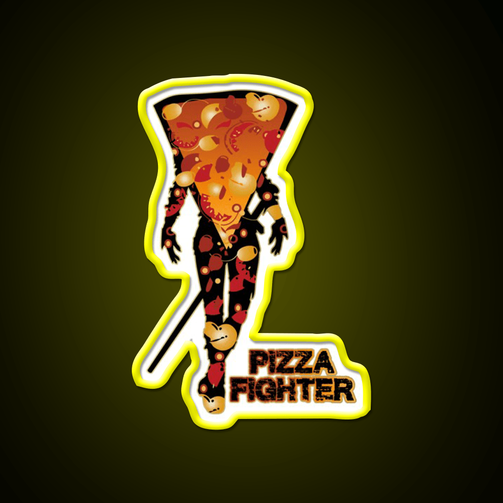 Pizza Fighter Samurai Fast Food Led Neon Sign For Burger Place Rgb Color - Shineneon