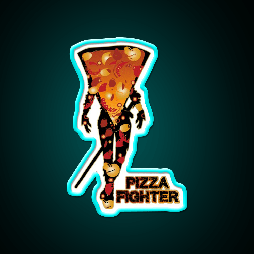 Pizza Fighter Samurai Fast Food Led Neon Sign For Burger Place Rgb Color - Shineneon