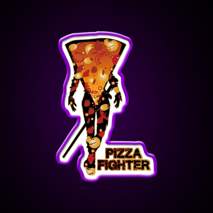 Pizza Fighter Samurai Fast Food Led Neon Sign For Burger Place Rgb Color - Shineneon
