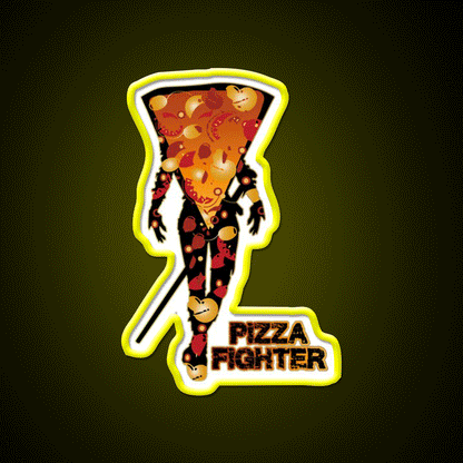 Pizza Fighter Samurai Fast Food Led Neon Sign For Burger Place Rgb Color - Custom LED neon sign front view