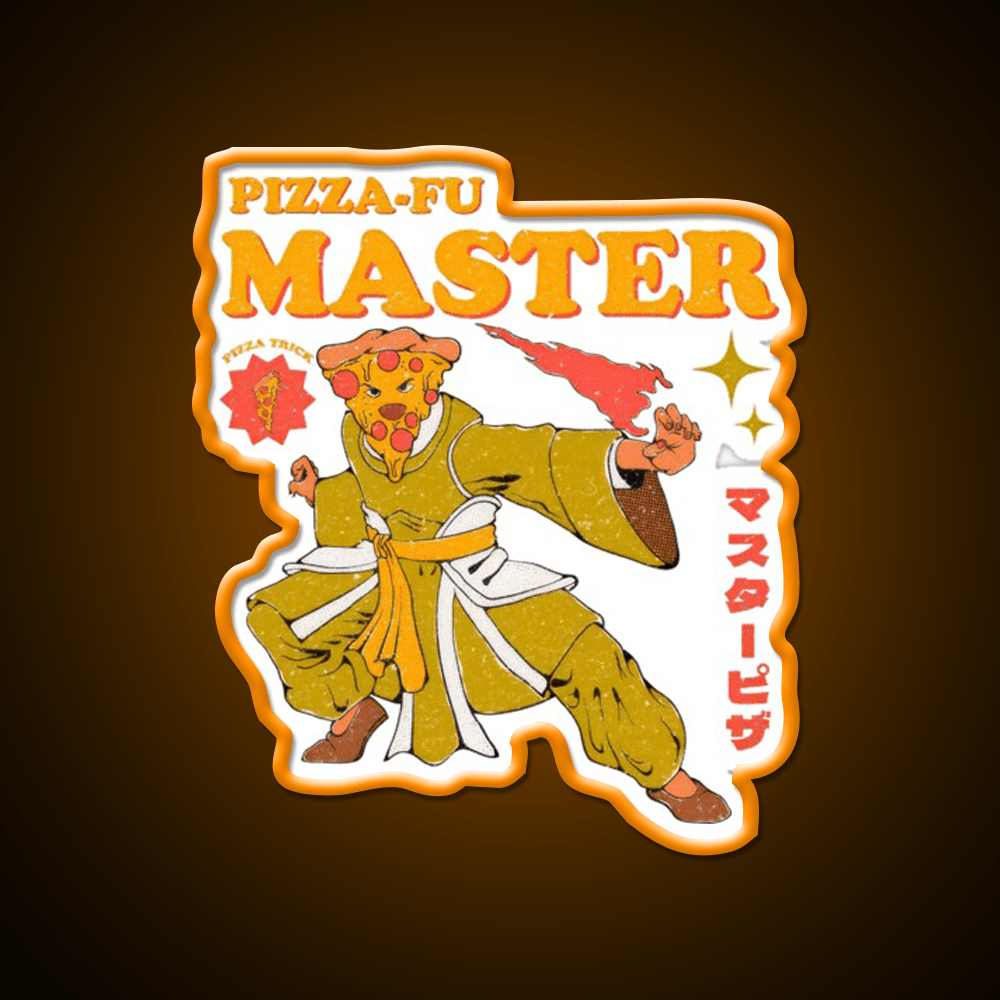 Pizza Fu Master Funny Pizza Led Neon Sign Chinese Food Rgb Color - Shineneon